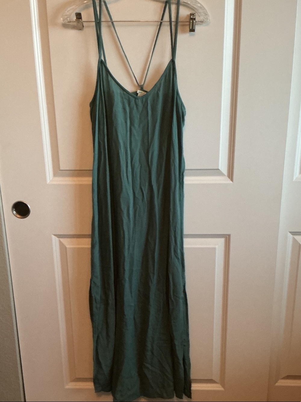 aerie Teal Slip Maxi Dress with Strappy Back
